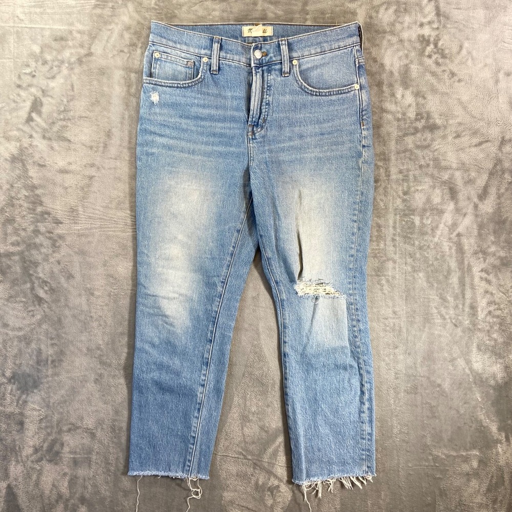 Madewell The Perfect Vintage Straight Jeans Womens Sz 29P Blue Medium Wash Denim